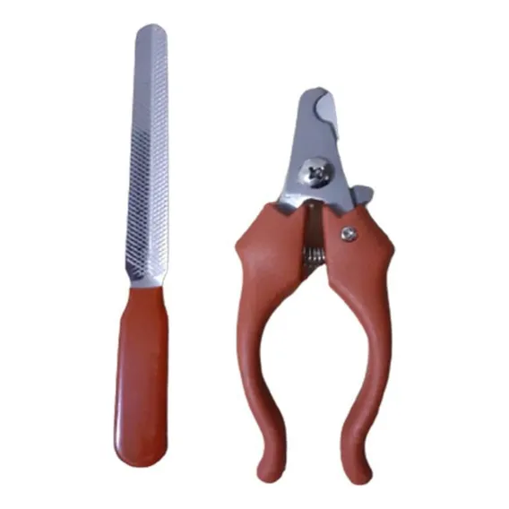 Kit Alicate Corte De Unhas Caes Gato 12 Cm Com Lixa Vermelho Foto 1