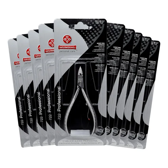 Kit Alicate Mundial 722 Para Cuticula Inox 10 Unidades Foto 1