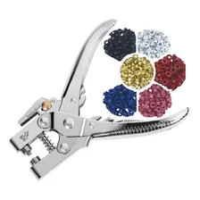 Kit Alicate P/ Furar Pregar Ilh贸s + 600 Ilh贸s Cores Diversas Foto mini 4