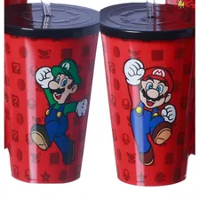Kit Almofada Balde Pipoca 2 Copos Super Mario Bros Geek Nerd Foto mini  2