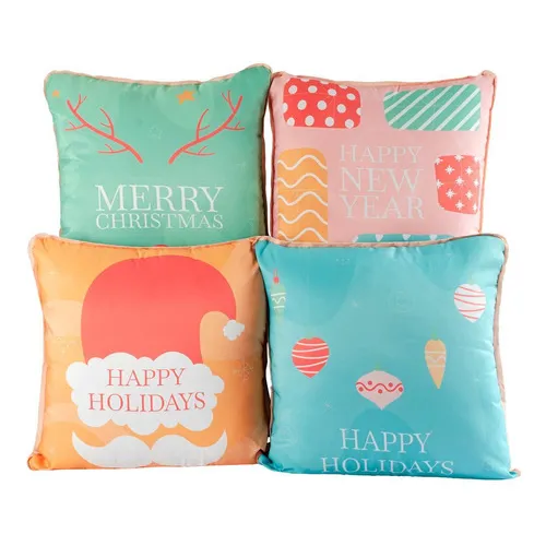 Kit Almofadas Cheias Natalina Happy Holidays Turquesa 04 Foto 1