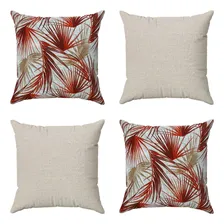 Kit Almofadas Decorativa Grandes 60x60 Folhas Vermelhas Luxo Cor Vermelho Foto mini 1
