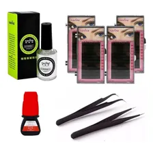 Kit Alongamento Cilios Fio Fio Postiços Removedor Cola Pinça Foto  mini 1