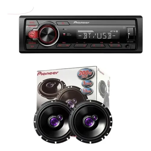 Kit Alto Falante 6 Pol 200w 50wrms Radio Pioneer MVH-s218bt Bluetooth Foto 1