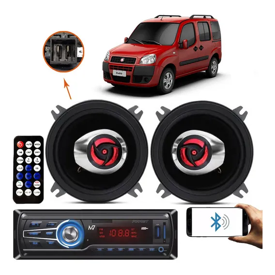 Kit Alto Falante Foxer Doblo Painel 4 Polegadas 120w Radio Mp3 - Foto 1
