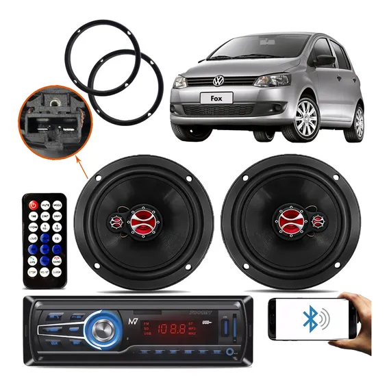 Kit Alto Falante Foxer Fox Gol Saveiro 6 Polegadas 120w Radio MP3 - Foto 1