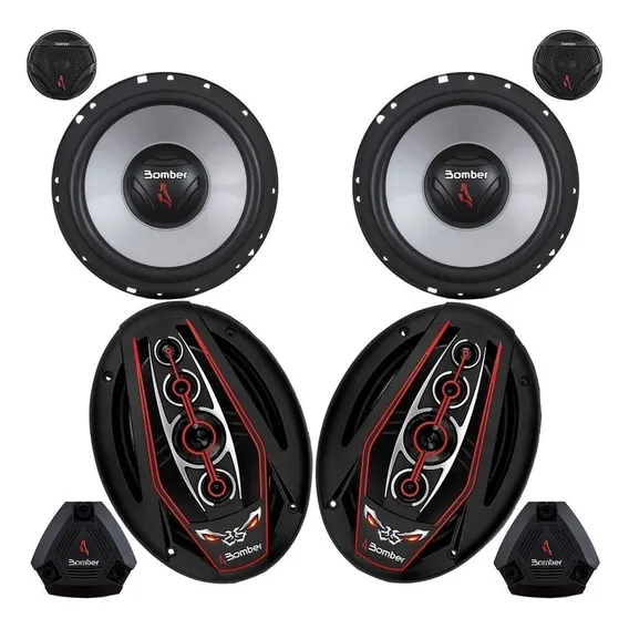 Kit Alto Falantes 6x9 Bicho Papão Bomber 350w Rms + Kit 2 V Cor Preto Foto 1