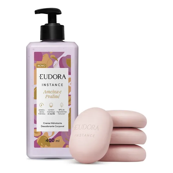 Kit Ameixa E Praliné: Creme Corporal + Sabonete Em Barra 4x Foto 1