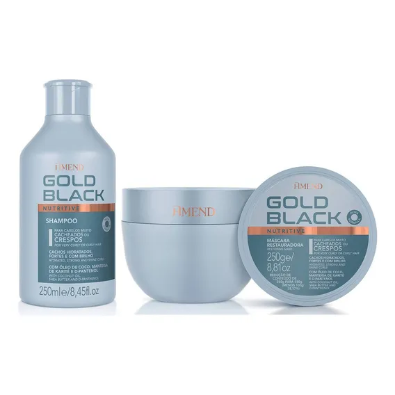 Kit Amend Gold Black Nutritivo Shampoo 250ml + Mascara 250g Foto 1