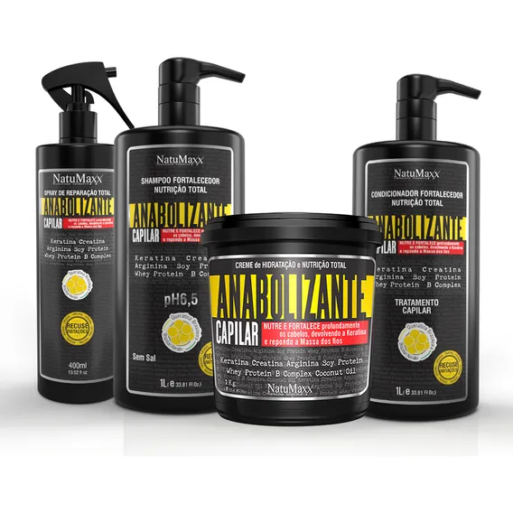 Kit Anabolizante Capilar Shampoo + Cond. + Máscara + Spray Foto 1