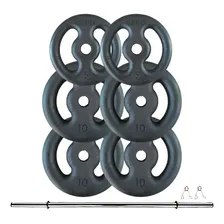 Kit Anilha Para Musculação 50kg + Barra 1.20m Com Presilhas Foto mini 1