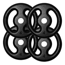 Kit Anilhas De Ferro Fundido Pintada ( 4x 4kg) P/barras Cor Preto Foto  mini 1
