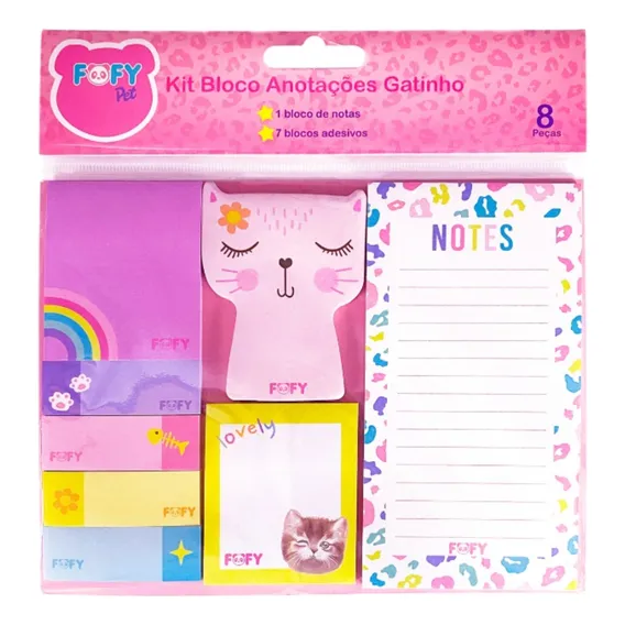 Kit Anotações De Gatinho Com 8 Peças Para Anotações - Fofy Foto 1