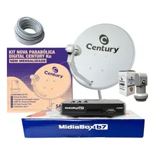 Kit Antena Parab贸lica Century Banda Ku Com Midiabox B7 Lnbf Simples E Cabo Coaxial 15 Mts Foto mini 1