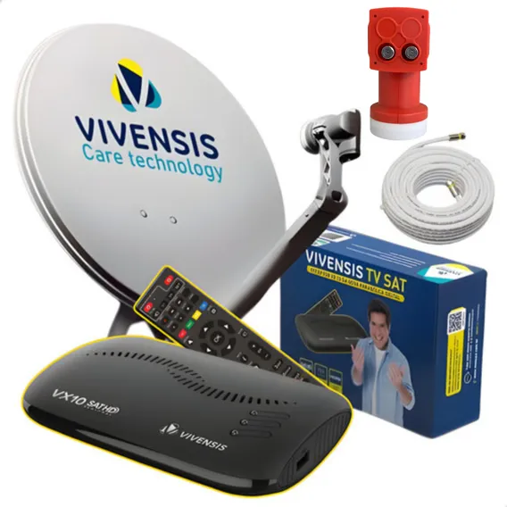Kit Antena Parab贸lica Vivensis + Receptor Vx10 + Lnb Duplo Foto 1