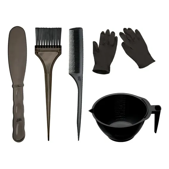 Kit Aplicador De QuĂmica Tigela Pincel Espátula Pente, Luvas Foto 1