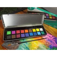 Kit Aquarela Pastilha 18 Cores + Bloco Canson +2 Water Brush Foto mini 2