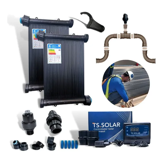 Kit Aquecedor Solar Piscina 15 Placas 2mts 13000 Litros 9mt Foto 1