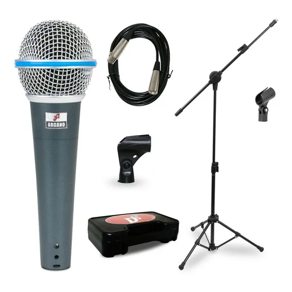 Kit Arcano Microfone Osme-8 Xlr-xlr + Pedestal Pmv-100-pac Cor Azul Foto 1