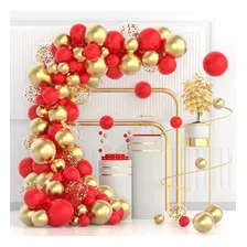 Kit Arco Desconstruido 200 BalÔes Vermelho Dourado + Foto mini 1