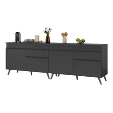 Kit Armário Cozinha Gabinete Pia Veneza Multimóveis Mp2159 Cor Preto Foto mini 1