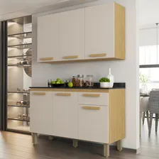 Kit Armário De Cozinha Móveis Bela Multiuso Compacto Com 6 Portas E 1 Gavetas Cor Off White Foto mini 1