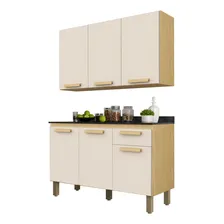 Kit Armário De Cozinha Móveis Bela Multiuso Compacto Com 6 Portas E 1 Gavetas Cor Off White Foto mini 4