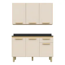 Kit Armário De Cozinha Móveis Bela Multiuso Compacto Com 6 Portas E 1 Gavetas Cor Off White Foto mini 2