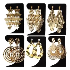 Kit Atacado 20 Brincos Metal Dourado Feminino Grande Foto mini 4