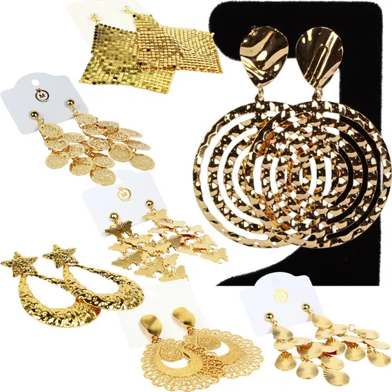 Kit Atacado 20 Brincos Metal Dourado Feminino Grande Foto 1