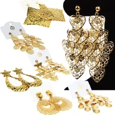 Kit Atacado 20 Brincos Metal Dourado Feminino Grande Foto mini  3