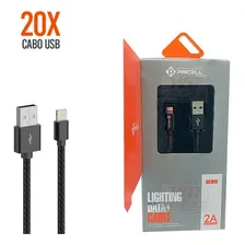 Kit Atacado 20un. Cabo Usb Lightning 2 Metros Preto Cb-21 Foto  mini 1