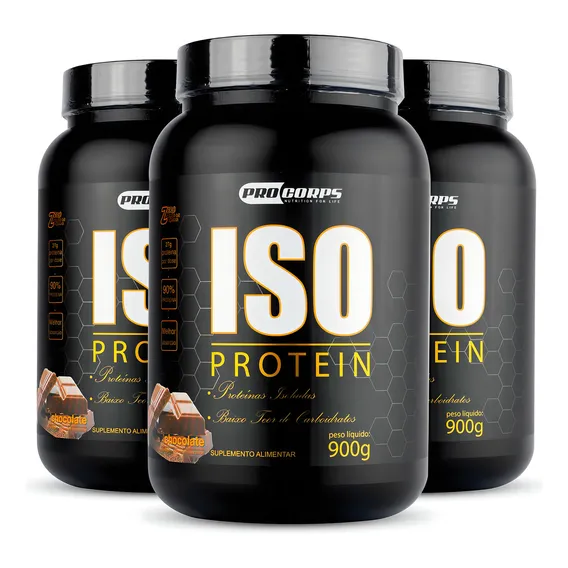Kit Atacado 3 Whey Iso Protein 900g Sabor Morango Foto 1