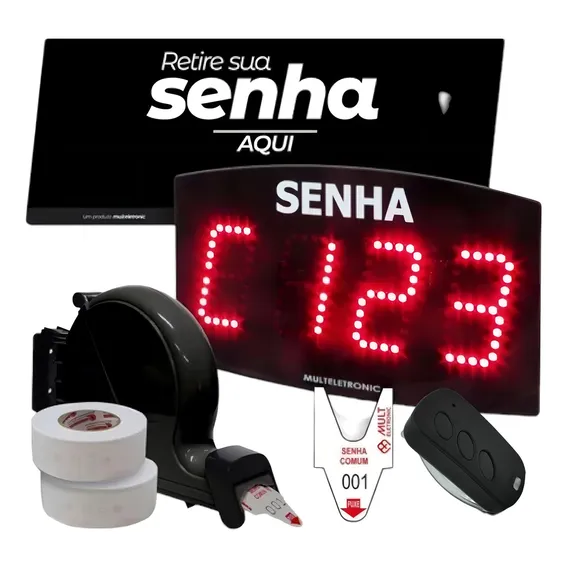 Kit Atendimento Filas Com Painel Senhas Dispenser E Bobina Foto 1