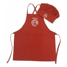 Kit Avental E Chapéu Infantil Chef Gourmet Gastronomia Cor Vermelho Foto mini 1