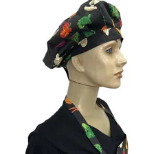 Kit Avental E Touca Feminina Estampado Com Legumes Algodao Foto mini 4