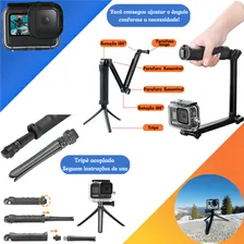 Kit Aventura P Gopro Hero 6 7 Complet Mosquetão Bastão 3 Way Foto mini 4