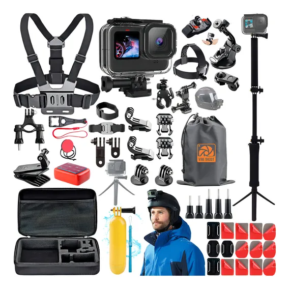 Kit Aventura P Gopro Hero 6 7 Complet Mosquetão Bastão 3 Way Foto 1
