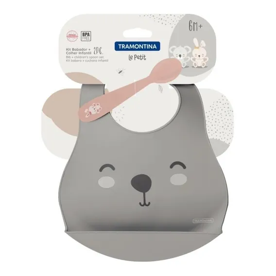Kit Babador E Colher Infantil Tramontina Le Petit 2pcs Foto 1