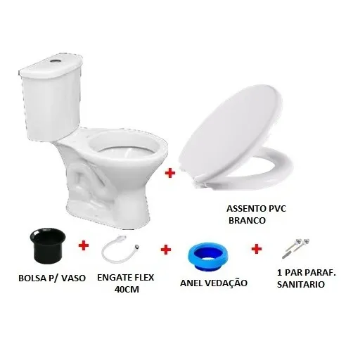 Kit Bacia + Caixa Acoplada + Assento E Acessor Cor Branco Foto 1