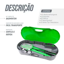 Kit Badminton Portátil Raquetes Petecas Base E Rede Loire Foto mini 4