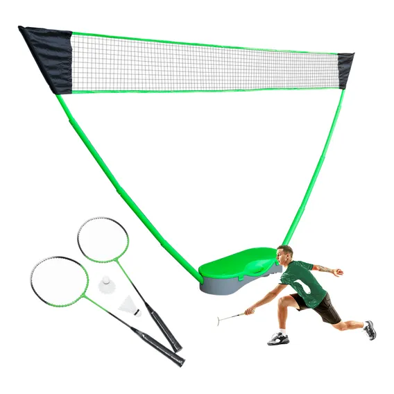 Kit Badminton Portátil Raquetes Petecas Base E Rede Loire Foto 1