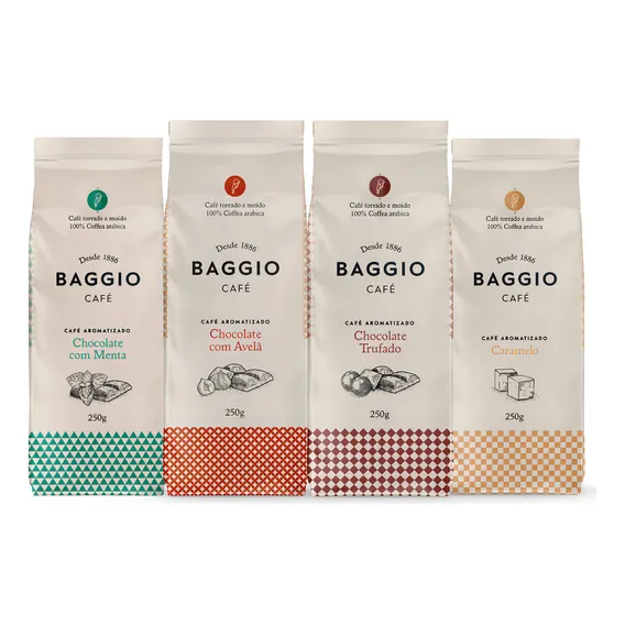Kit Baggio Café Pó Chocolate C/ Avelã+trufado+caramelo+menta Foto 1
