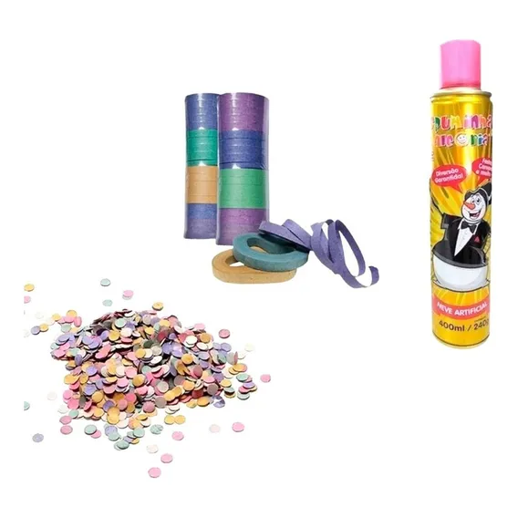 Kit Baile De Carnaval: Espuminha Spray Confete E Serpentina Foto 1
