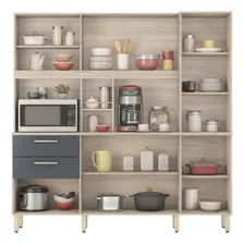 Kit Balcão Armário Cozinha Compacta 8 Portas Marrom Cinza Foto mini 4