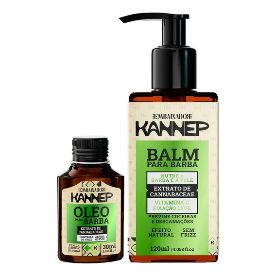 Kit Balm Hidratante + Óleo Para Barba Kannep Embaixador Foto 1