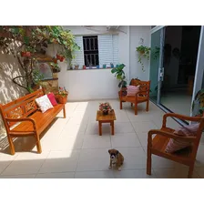 Kit Bancos Madeira Maciça 5 Lugares + Mesa De Centro Cor Marrom Foto mini 2