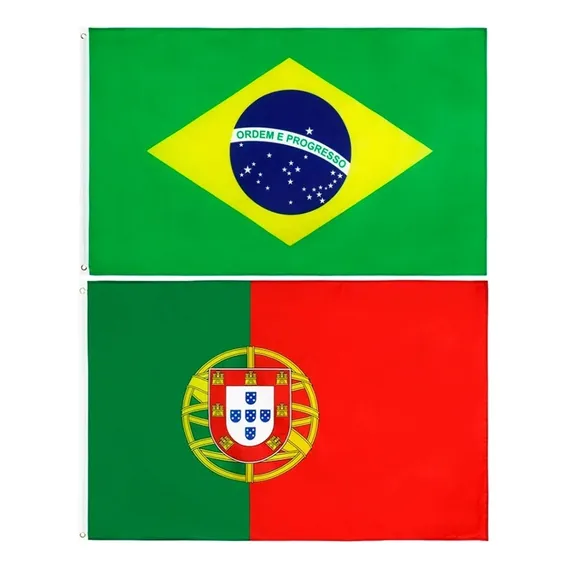 Kit Bandeira Do Brasil + Bandeira Portugal 150 X 90 Cm Foto 1