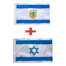 Kit Bandeira Israel E Jerusalém (60x 90cm) Foto  mini 1