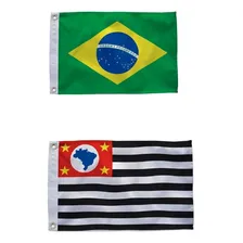 Kit Bandeira São Paulo + Bandeira Do Brasil (90x150cm) Foto  mini 1